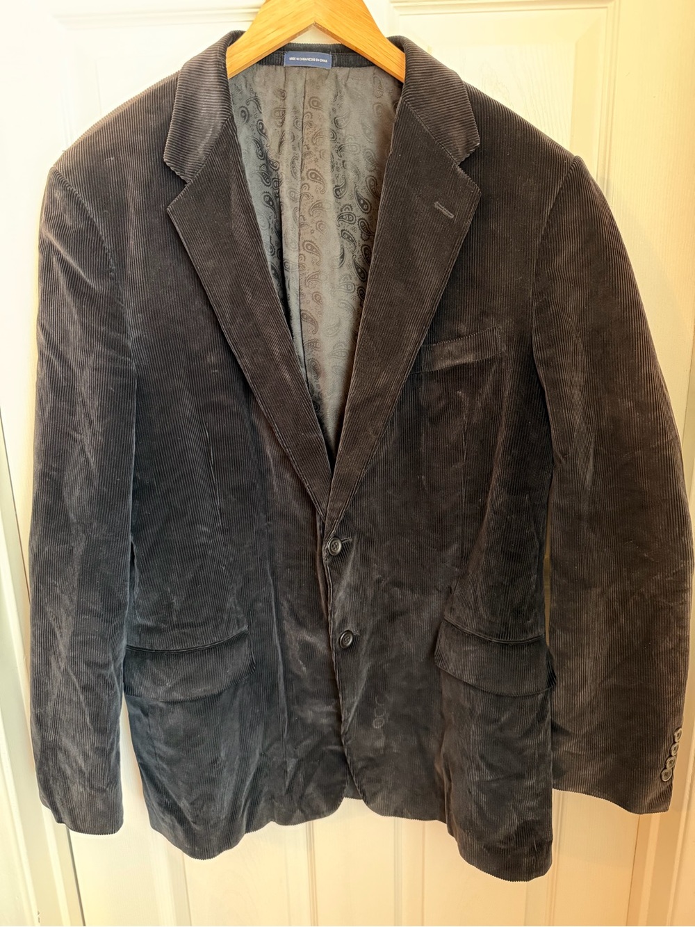 Stafford Men's Classic Fit Sport Coat Jacket, 44L Black Cotton Corduroy EUC - Picture 3 of 13